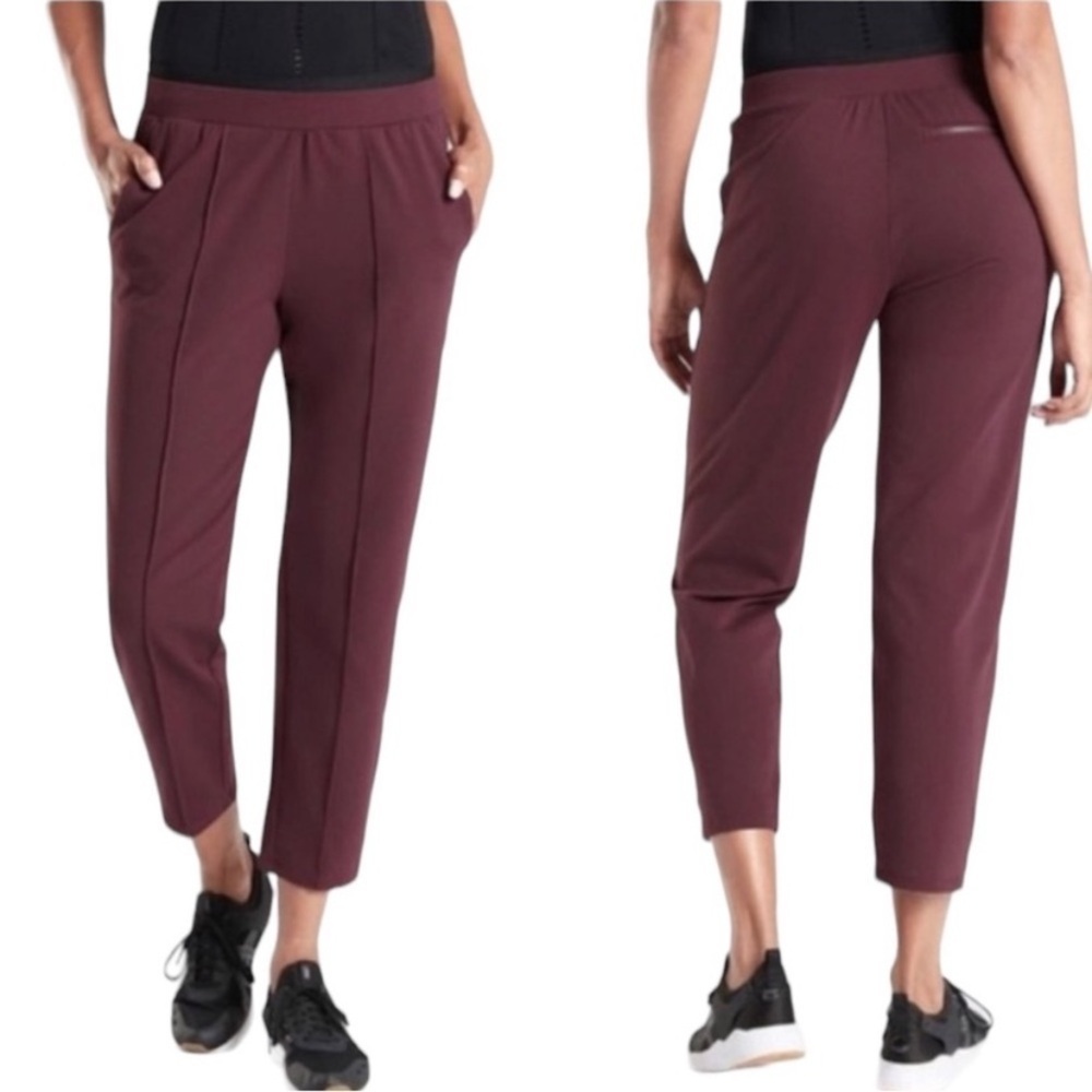 Athleta Burgundy Maroon Red Athleisure Venice Pintuck Pant Size Small